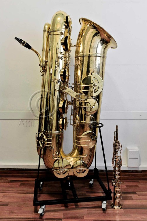 J'Elle Stainer subcontrabass saxophone, soprano saxophone