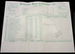 1948 Buescher Price Sheet