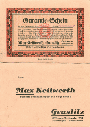 Max Keilwerth Pure Tone President Certificate 1