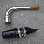 neck for a Martelle bass saxophone, & bass saxophone mouthpiece and ligature