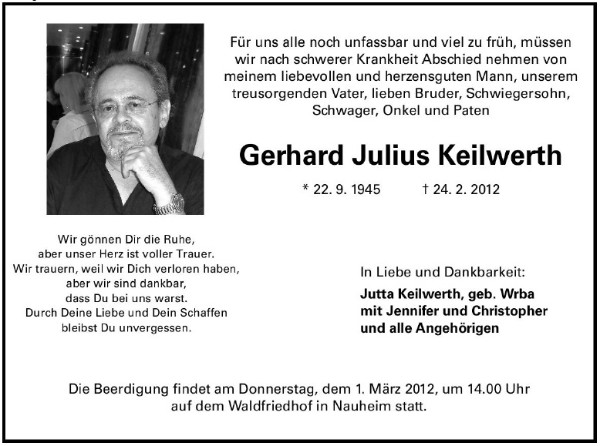 R.I.P. Gerhard Julius Keilwerth
