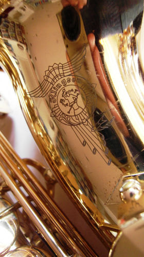 Hammerschmidt, saxophone, right side of bell, laser engraving