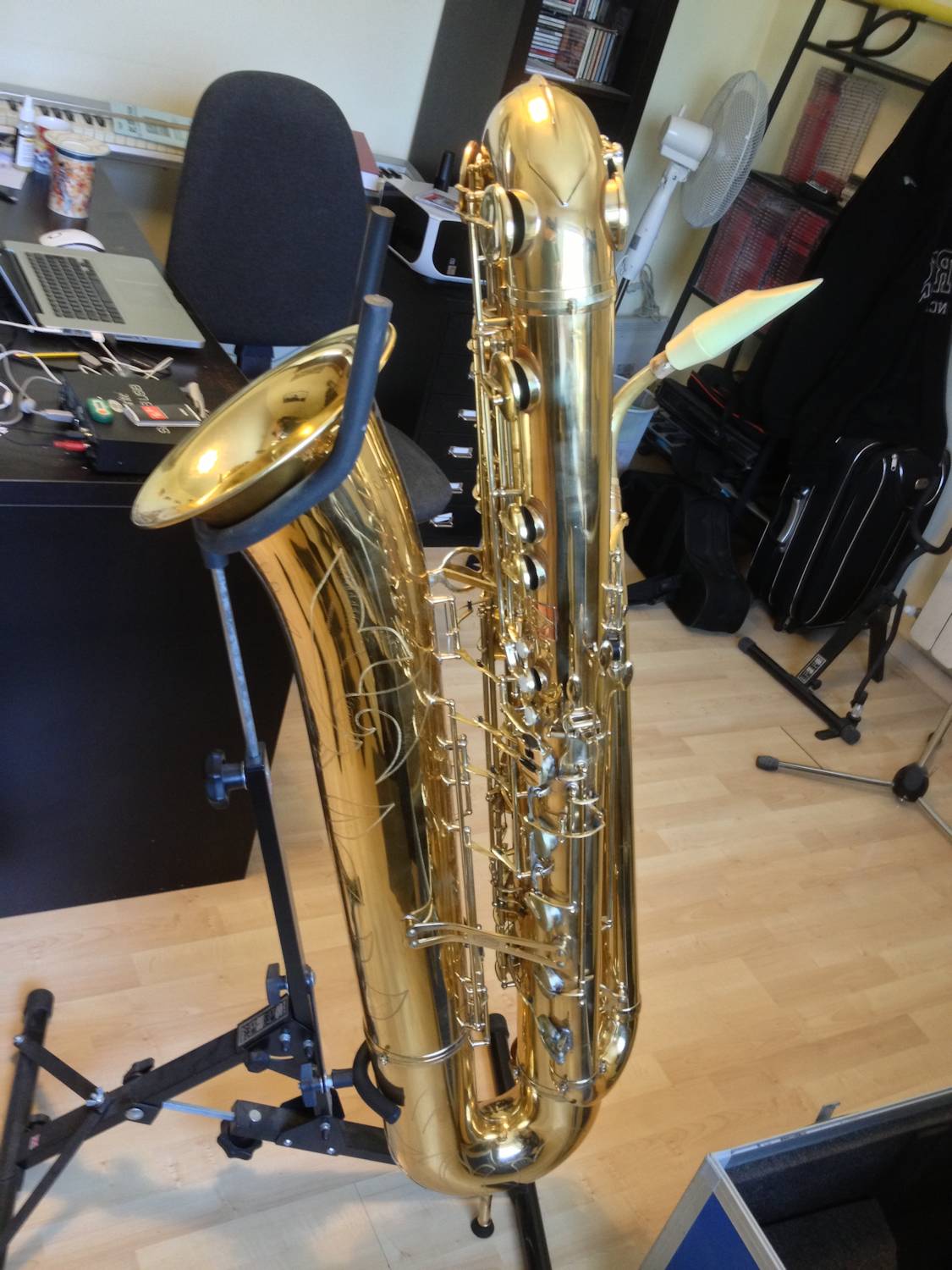 A J’Élle Stainer Compact Contrabass Saxophone