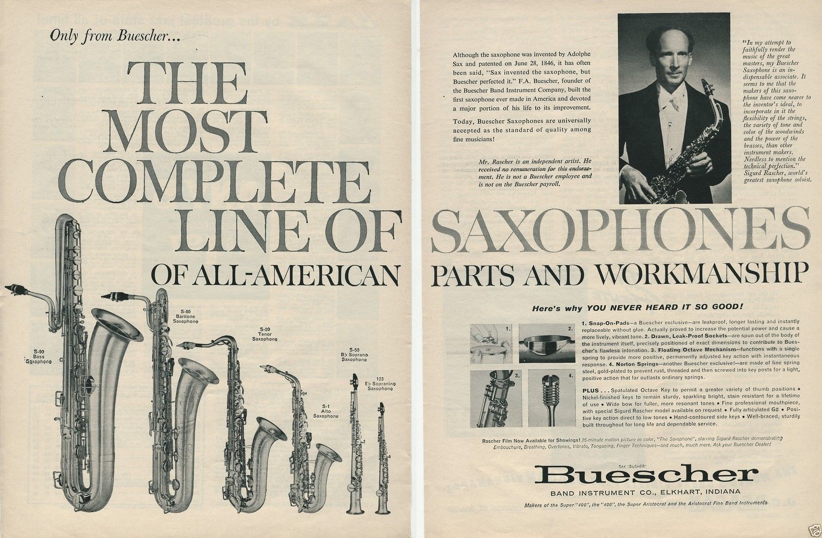 A Vintage Buescher Saxophone Ad: A Bass In 1960?