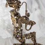 metal sculpture, saxophone collectible, Mauricio Matta, reclaimed metal,