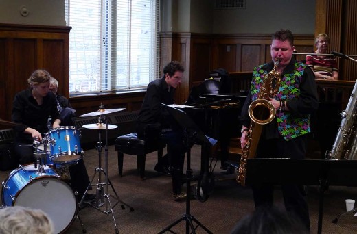 Bassic Sax Jazz Ensemble, Vancouver Art Gallery, Out For Lunch Concert Series, SeaWind prototype baritone saxophone