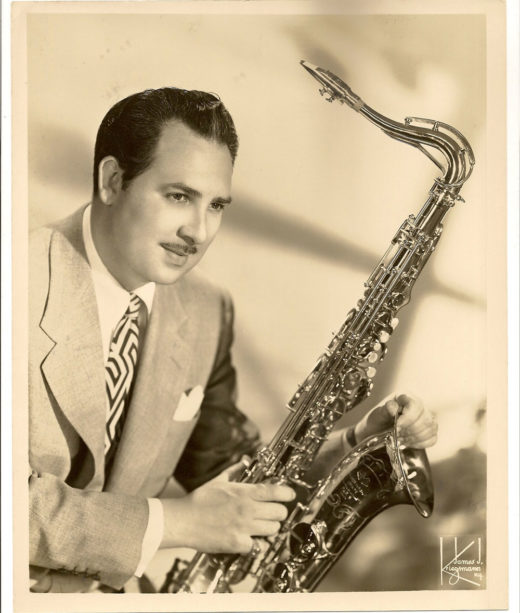 Bobby Dukoff, SML tenor saxophone, tenor sax player, publicity photo, B&S photo, 1945