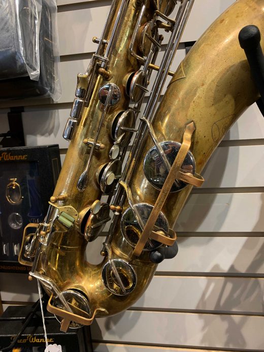 Silvertone tenor saxophone, Julius Keilwerth saxophone, JK sax, saxophone keys, rolled tone holes