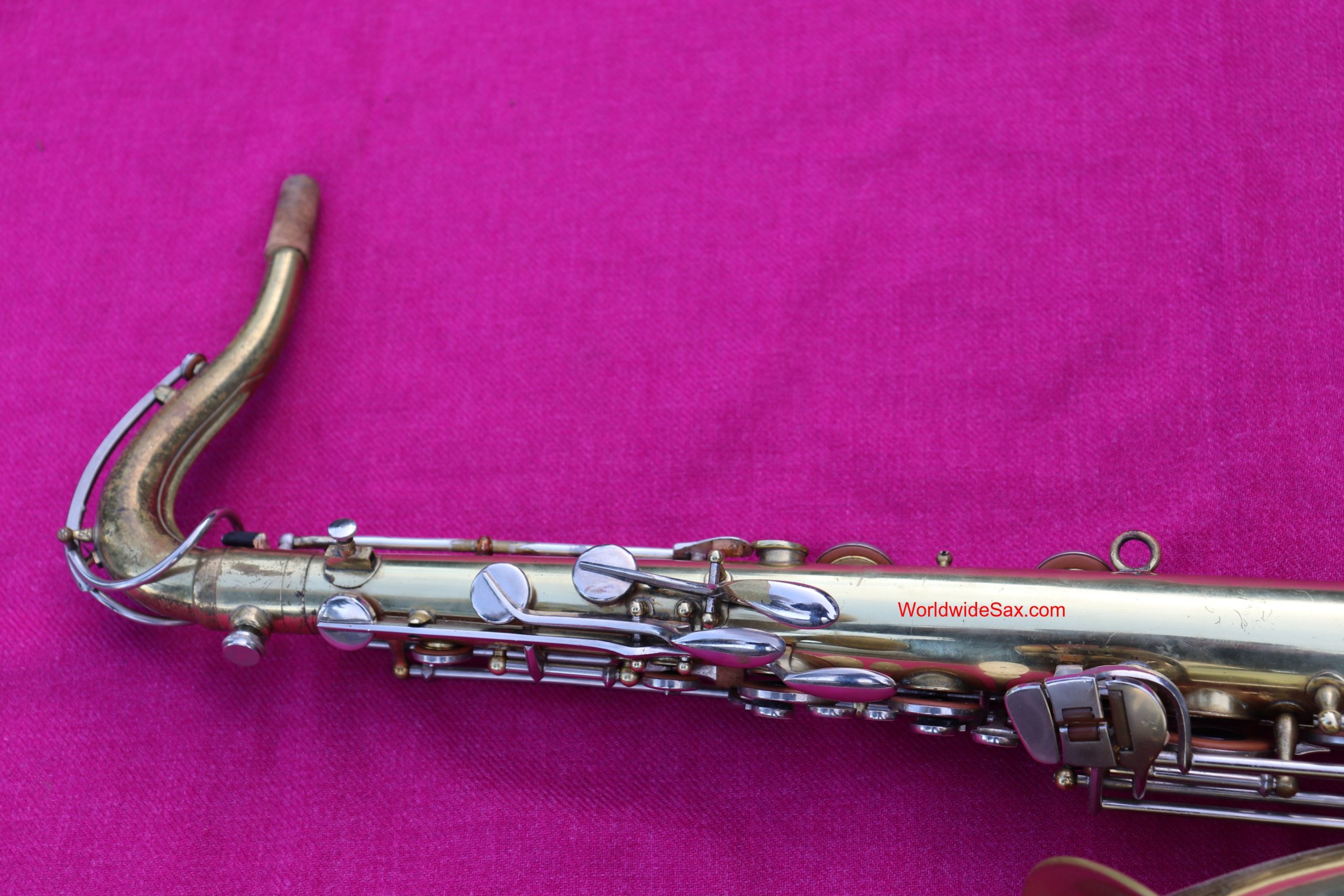 bandmaster left pinkie cluster vintage saxophone, two tone tenor saxophone, vintage German saxophone, Dörfler & Jörka, saxophone neck, saxophone keys