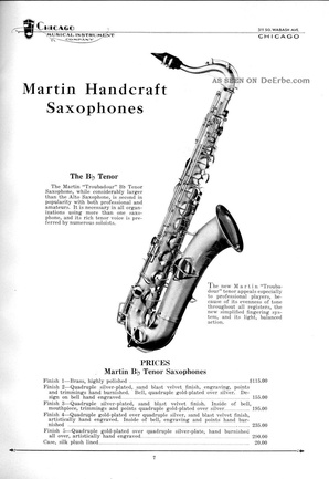 saxophon  saxofon historische zusammenstellung aus alten katalogen auf cd rom 4 lgw-Martin