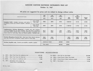 buescher varitone price list october 1967