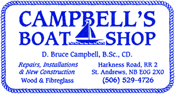 bussiness card, Campbell's Boat Shop, Bruce Campbell, St. Andrews, New Brunswick