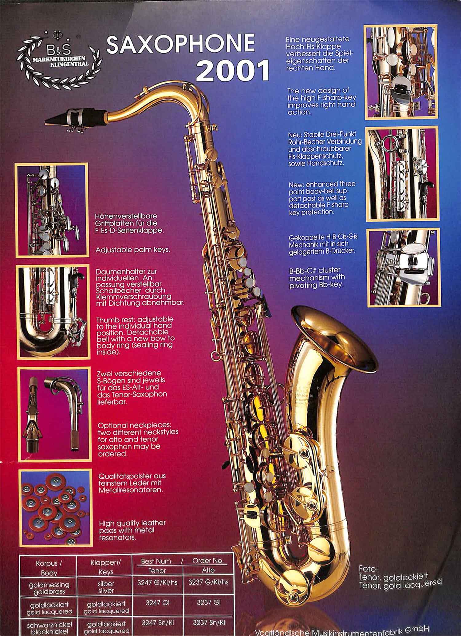 Series 2001 Brochure Tenor  Bassic Sax